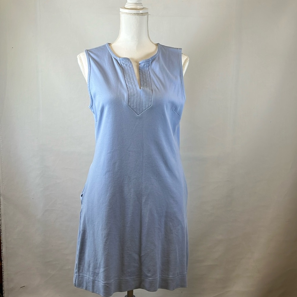 NY & Co Light Blue Sleeveless A-Line Dress | Classic Modest Midi Casual Chic